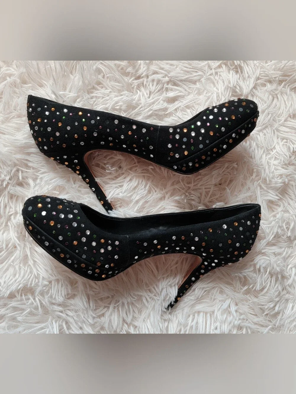 Julya Noir Rhinestone Heels by French footwear, COSMOPARIS-sz 36